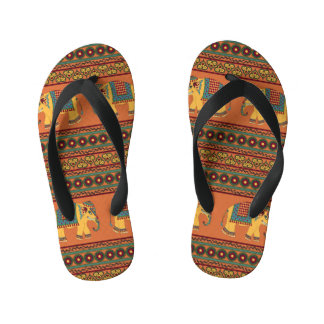 Tongs Enfants Eléphants Indiens, Orange Traditionnel Sans Seamle