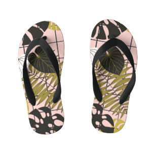 Tongs Enfants Feuilles de palmiers tropicaux, été élégant.