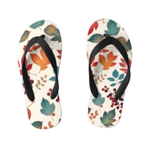 Tongs Enfants Feuilles et Baies Éparpillées