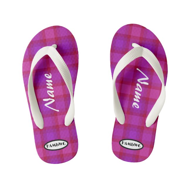Tongs Enfants Fille mauve Plaid HAMbWG Flip Flops (Semelle)