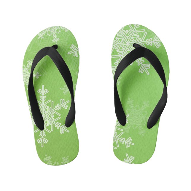Tongs Enfants Flammes de neige blanches vertes Noël minimal (Semelle)