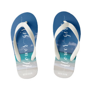 Tongs Enfants Fleur Calligraphie Plage Mariage Flip Flops