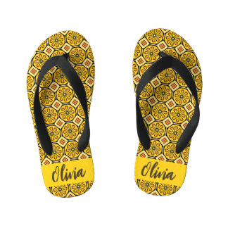 Tongs Enfants Fleur d'agrumes jaunes ensoleillés