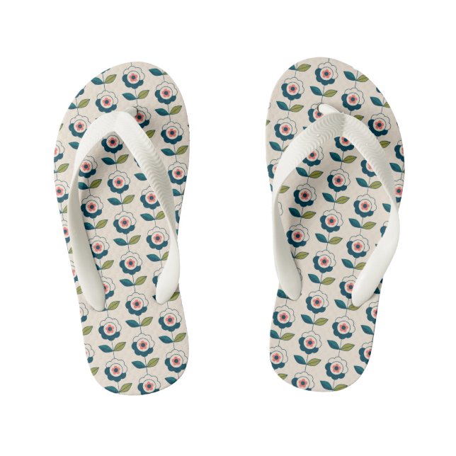 Tongs Enfants Flore turquoise rétro (Semelle)