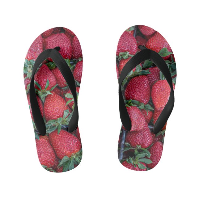 Tongs Enfants Fraises avec feuilles verts (Semelle)