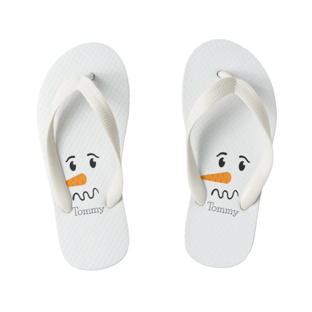 Tongs Enfants Frosty, le Snowman, face confuse (Semelle)