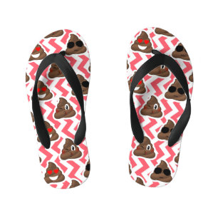 Tongs Enfants Fun Poop Emoji Red ZigZag Motif