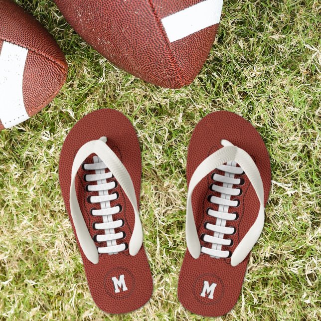 Tongs Enfants Garçons Football Monogramme Enfants Flip Flops (Créateur téléchargé)