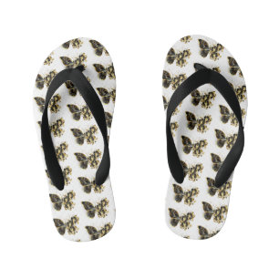 Tongs Enfants Gold flower Butterfly with Black Orchid