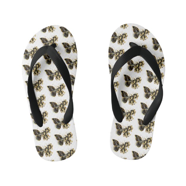 Tongs Enfants Gold flower Butterfly with Black Orchid (Semelle)