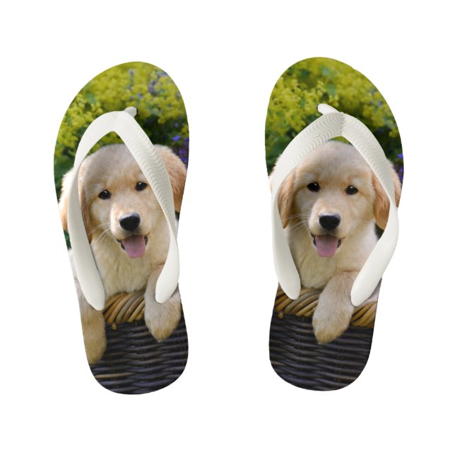 Tongs Enfants Golden Retriever Baby Dog Puppy Funny Photo - Enfa (Semelle)