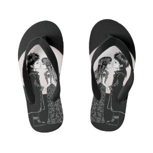 Tongs Enfants Gothique Emo Enfants Kiss Valentine's Day
