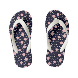 Tongs Enfants Grand Motif point bleu et rose