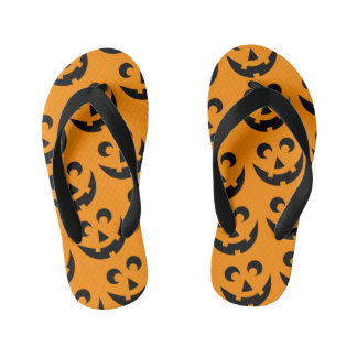 Tongs Enfants Graphismes de visage de citrouille d'Halloween Scr