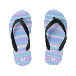Tongs Enfants Gris Acryliques Peints Purple Rose Turquoise