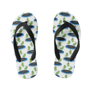 Tongs Enfants Haricots verts mignons sur dessin animé trampoline