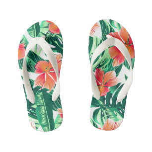 Tongs Enfants Hibiscus d'oranges tropicales