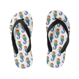 Tongs Enfants Hippocampe polygonal arc-en-ciel