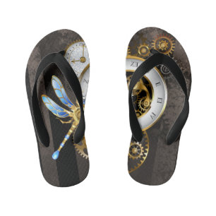 Tongs Enfants Horloge à vapeur avec libellule mécanique