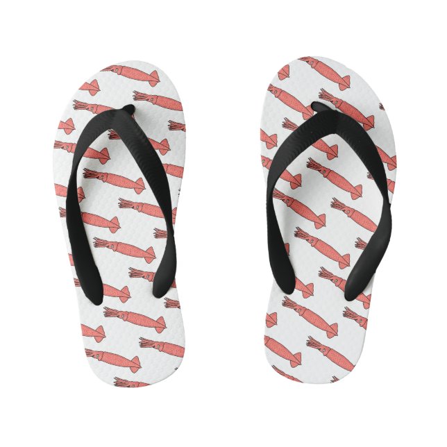 Tongs Enfants Illustration de calamar rose (Semelle)