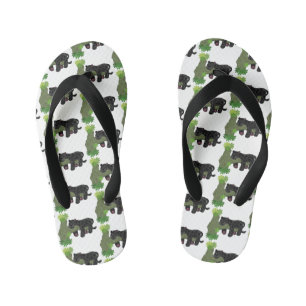 Tongs Enfants Illustration de chat jaguar noir mignon de dessin