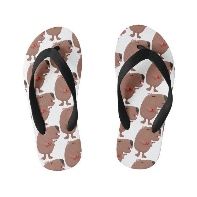 Tongs Enfants Illustration de dessin animé de capybara ukulele (Semelle)