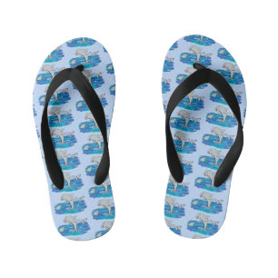 Tongs Enfants Illustration de dessin animé de dauphins heureux a