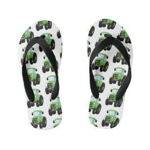 Tongs Enfants Illustration du joli joyeux tracteur agricole vert