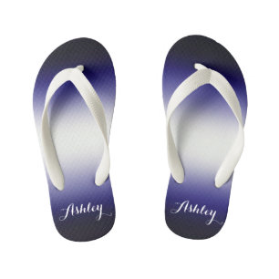 Tongs Enfants Indigo ocean blue et white personnalisable avec no