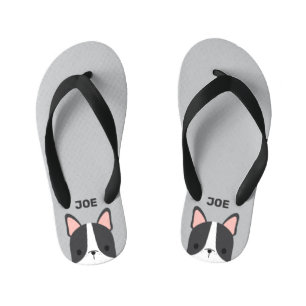 Tongs Enfants Joli Bouledogue Français avec nom personnalisé