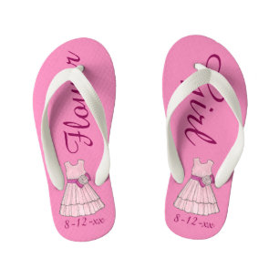 Tongs Enfants Jolie Fleur Rose Rosée Robe Mariage de la fête de 