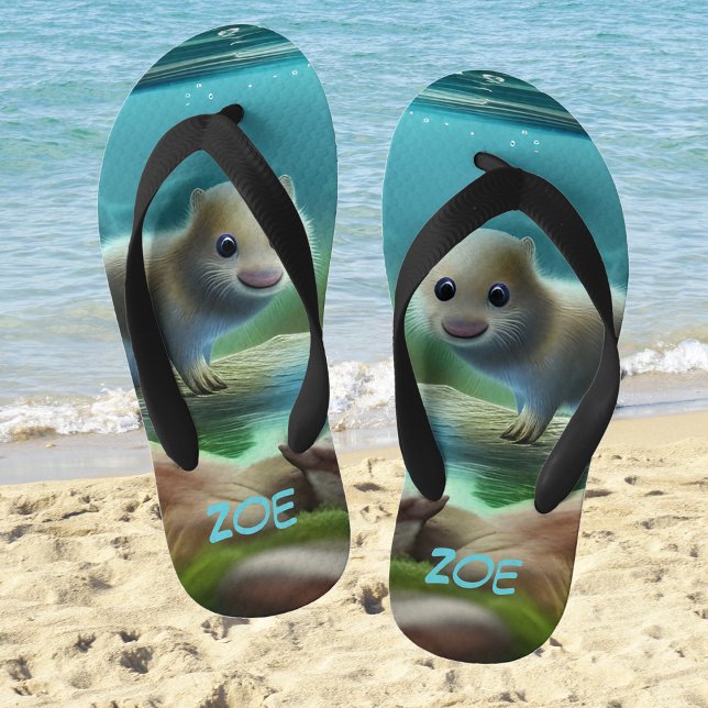 Tongs Enfants Jolie loutre bébé en étang - personnalisable (Créateur téléchargé)