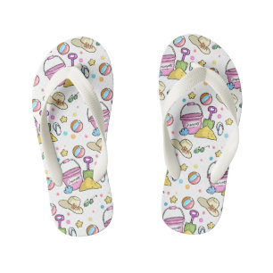 Tongs Enfants Jolie plage d'été Doodles Motif