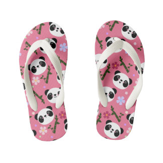 Tongs Enfants Kawaii Panda on Pink