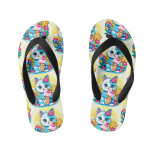 Tongs Enfants Kitty Chat avec crème glacée Summer Kawaii Caractè