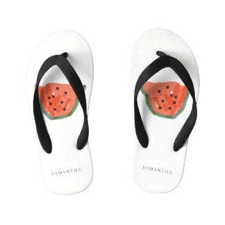 Tongs Enfants La Main des enfants Drawn Watermelon Fruit Red Gre