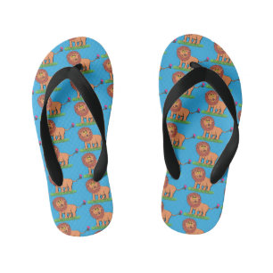 Tongs Enfants Lion heureux avec illustration de dessin animé pap
