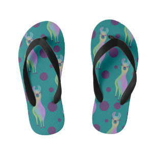 Tongs Enfants Llama Pointillé sur Teal