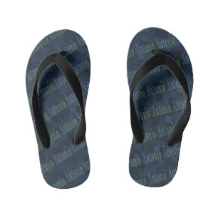 Tongs Enfants Logo Antonio sur mosaïque bleue
