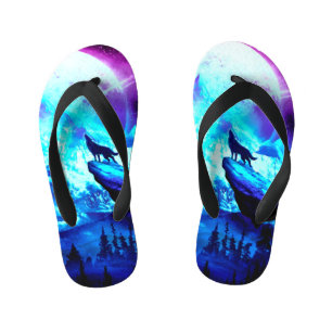 Tongs Enfants Loup coloré hurlant