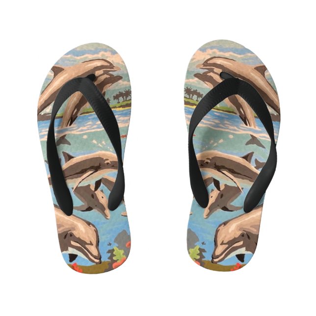 Tongs Enfants Main Painted by Number | Dolphins | (Semelle)