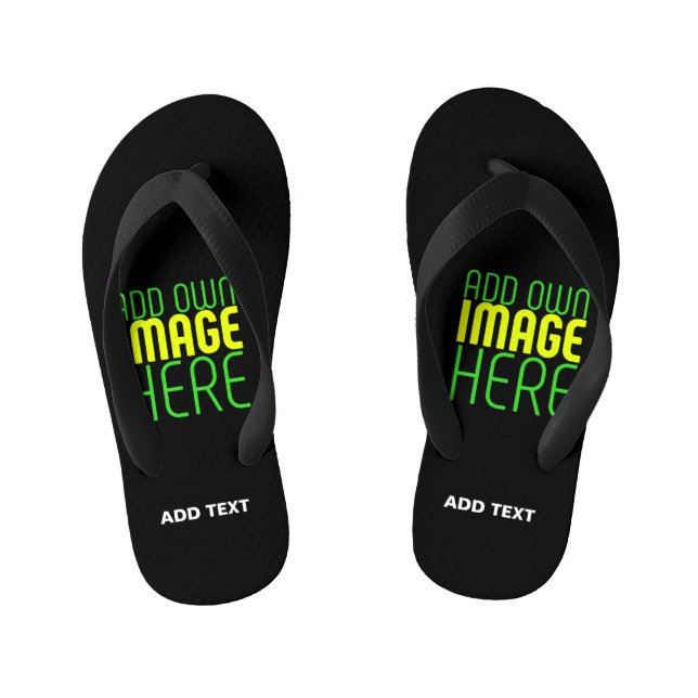 TONGS ENFANTS MODÈLE DE TEXTE D'IMAGE NOIRE SIMPLE ET MODERNE (Semelle)