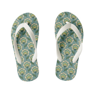 Tongs Enfants Modèle floral Turquoise et jaune