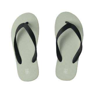 Tongs Enfants monogramme simple de sauge argenté