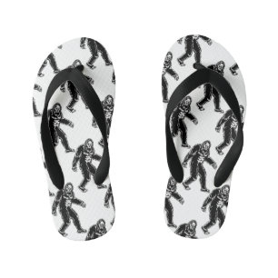 Tongs Enfants Monstre de Sasquatch noir blanc Motif de Bigfoot