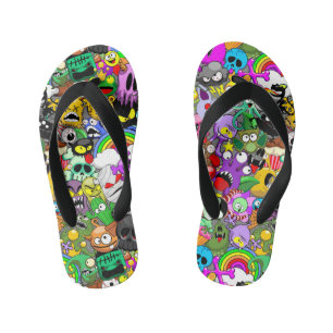 Tongs Enfants Monstres caractères mignons Motif d'Halloween