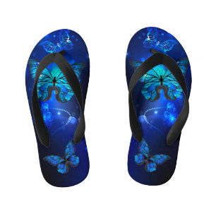 Tongs Enfants Morpho Butterfly in the Dark Background