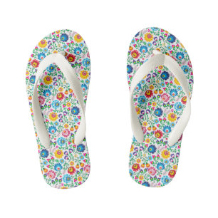 Tongs Enfants Motif à fleurs d'art populaire 2
