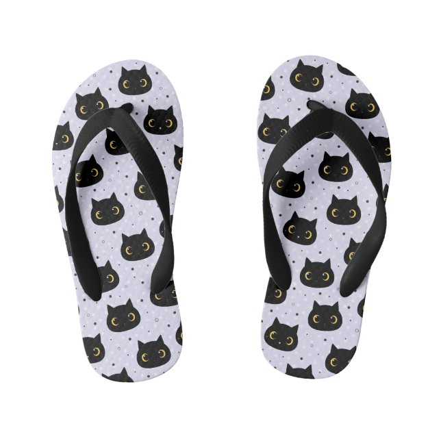 Tongs Enfants Motif à points Polka Chat Noir (Semelle)