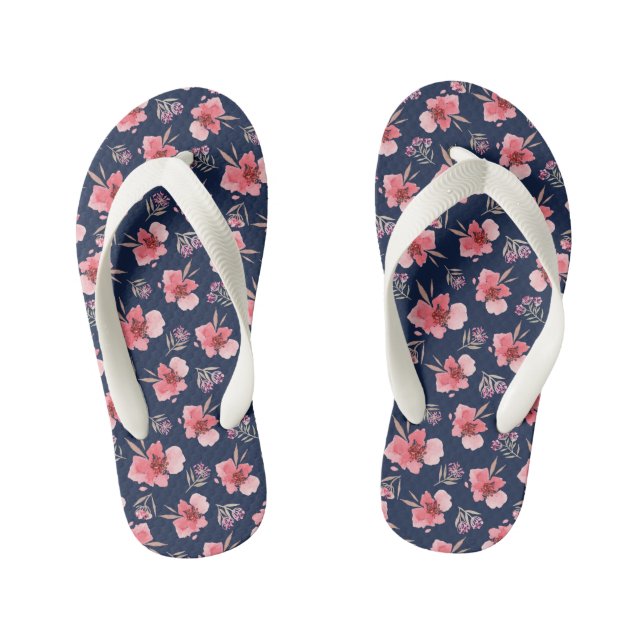Tongs Enfants Motif d'aquarelle rose foncé (Semelle)